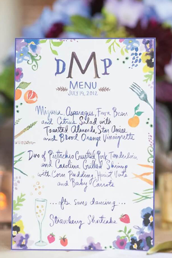 Calligraphed Menus and Cards